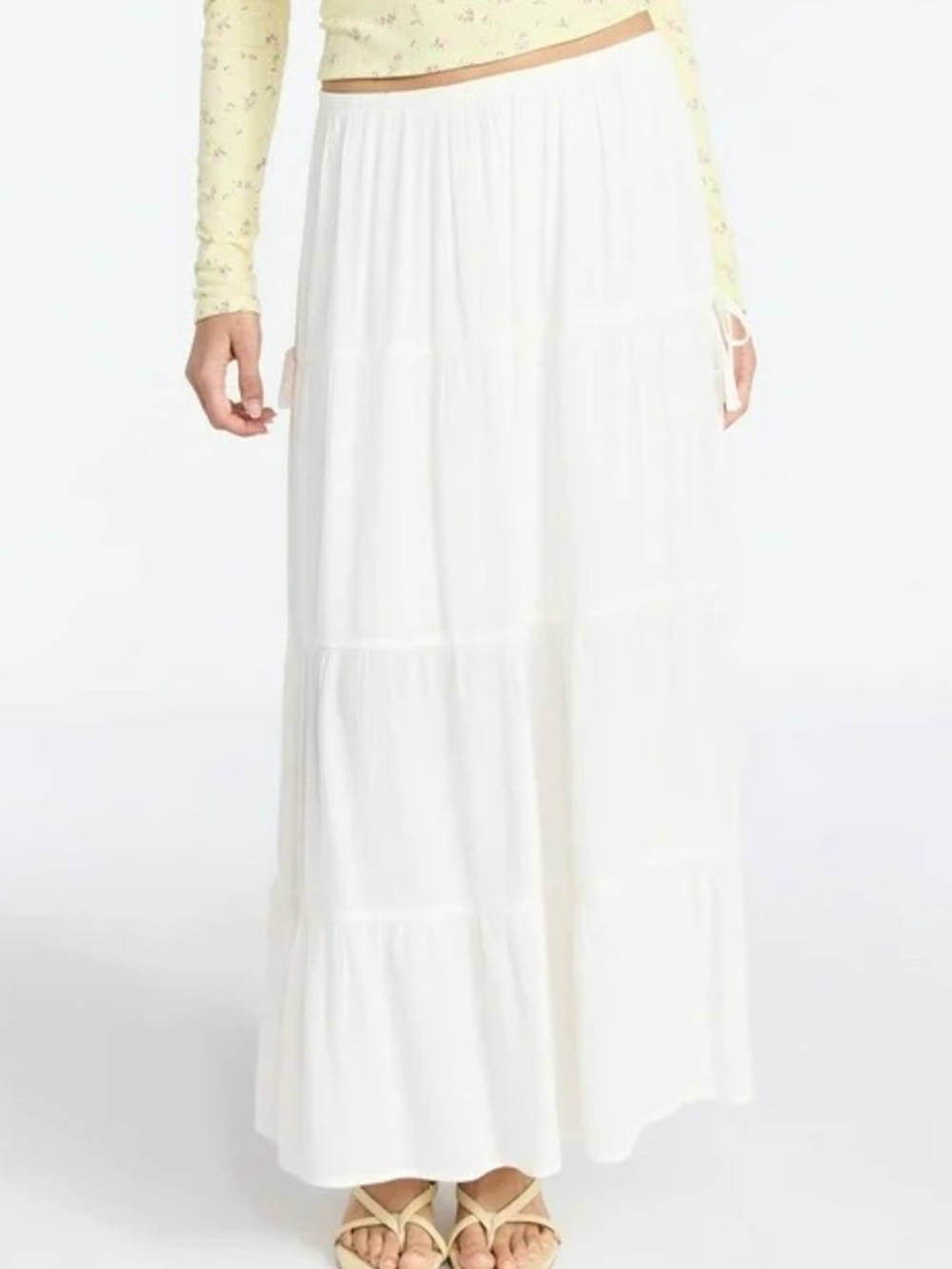 No Boundaries White Tiered Maxi Skirt